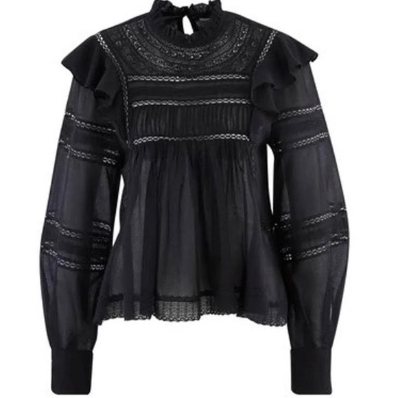 Isabel Marant Tops - ISABEL MARANT ETOILE black lace & cotton blouse size XS